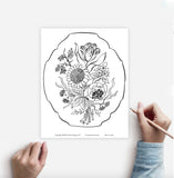 Coloring Page Bouquet Instant Download