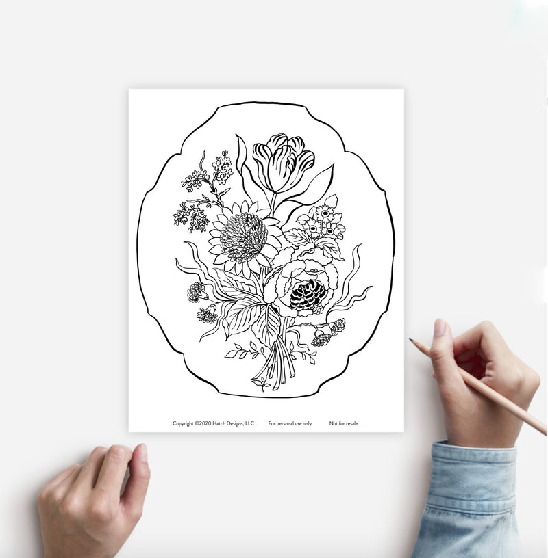 Coloring Page Bouquet Instant Download