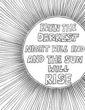 Coloring Page RISING SUN Instant Download